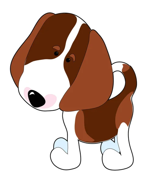 小猎犬在白色背景上的一幅漫画 — 图库矢量图片