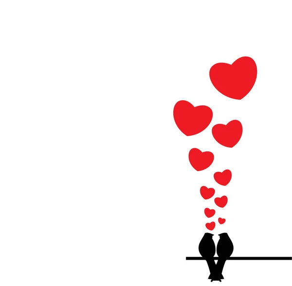 Valentinstag Illustration Von Zwei Bietern Und Vielen Herzen — Stockvektor