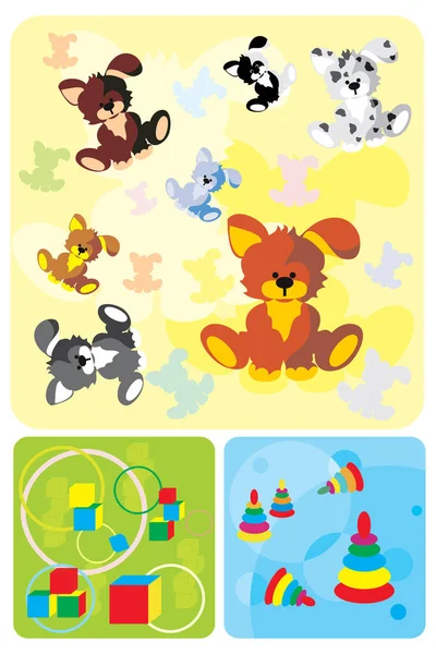 玩具狗背景图片 彩色插图 — 图库矢量图片