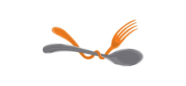 Illustration Spoon Rolled Fork — Stock Vector
