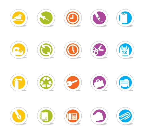 Simple Icons Office Dit Dat Leuke Set Van Kleurrijke Pictogrammen — Stockvector