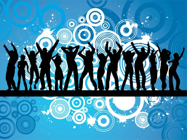 Σιλουέτες Των Ανθρώπων Που Χορεύουν Φόντο Grunge — Διανυσματικό Αρχείο