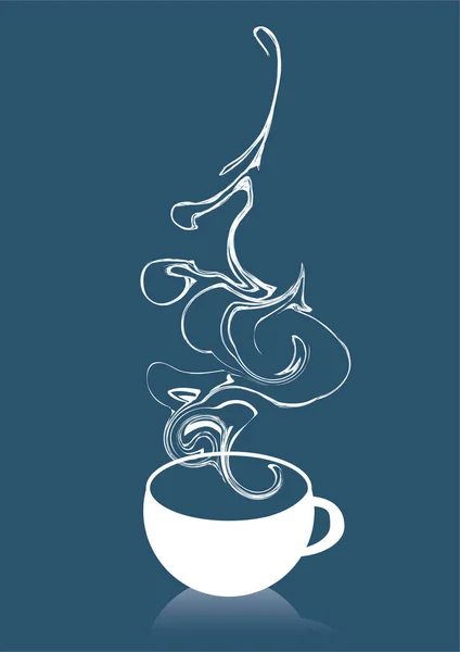 蓝色背景下咖啡杯的矢量图像 — 图库矢量图片