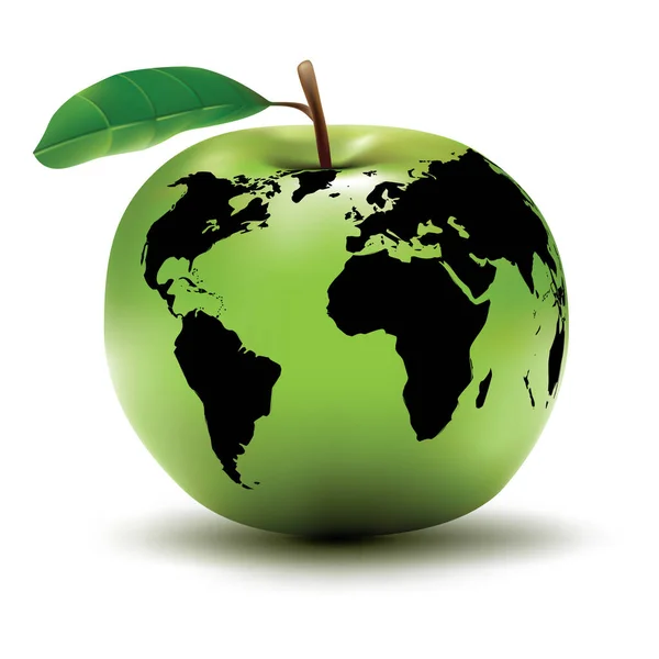 Umwelterdkonzept Apfel Globus Vektor Eps Abbildung — Stockvektor