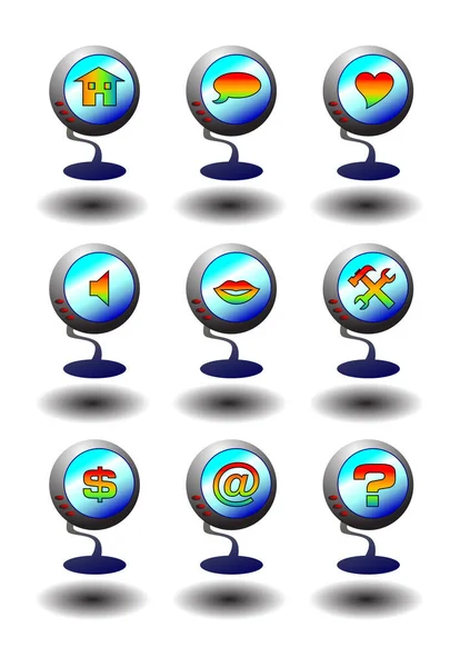 Illustrazione Vettoriale Set Icone Computer — Vettoriale Stock