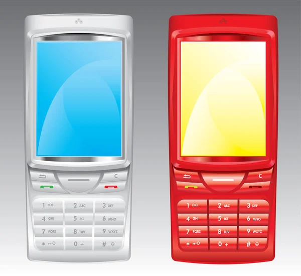 Moderne Mobiltelefone Bild Farbige Abbildung — Stockvektor