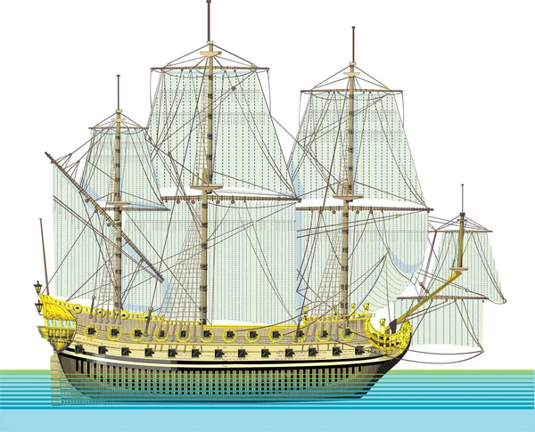 Векторні Ілюстрації Лінійний Корабель Векторне Мистецтво Форматі Ілюстратора Adobe Eps — стоковий вектор