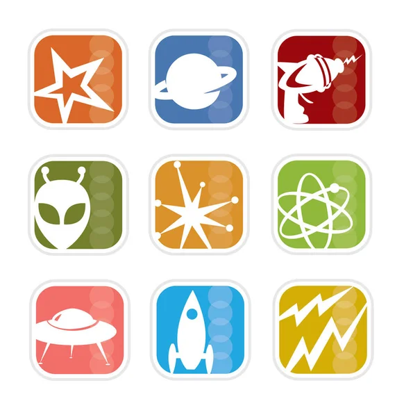 Colorful Stylish Scifi Icons Retro Flavor Easy Edit Layered Vector — Stock Vector