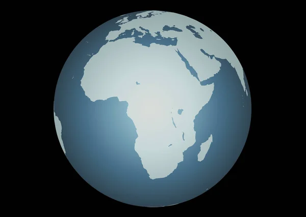 非洲的精确地图 被扔到了地球上包括马达加斯加的大湖区 欧洲和中东向北方 — 图库矢量图片