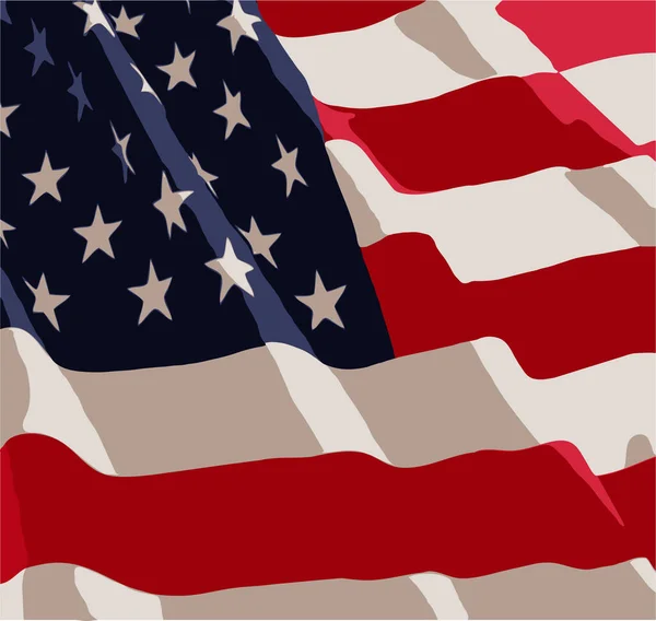 風になびくアメリカ国旗の一部 — ストックベクタ