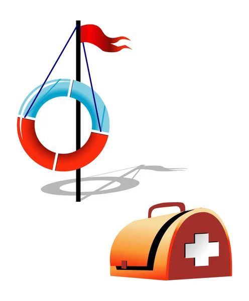 Ring Buoy First Aid Set — Stock Vector