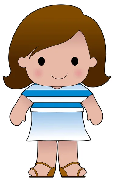 Egy Kislány Egy Pólóban Rajta Görög Zászlóval — Stock Vector
