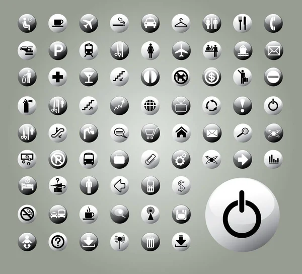 Набор Различных Монохромных Кнопок Иконок Векторная Иллюстрация Eps — стоковый вектор