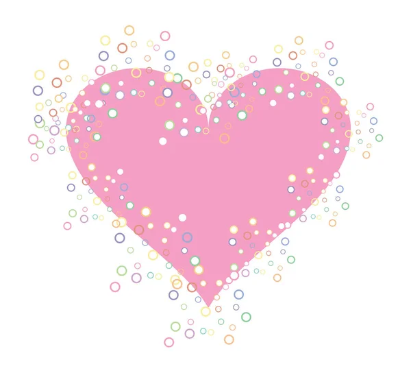 Pink Heart Vecotr Witte Achtergrond Met Bubbels Die Eromheen Stromen — Stockvector