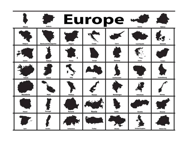 Vektorsilhuetter Europeiska Länder — Stock vektor