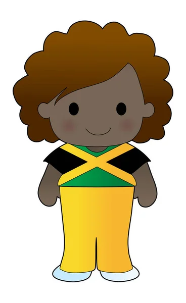 Üzerinde Jamaika Bayrağı Olan Tişörtlü Küçük Kız — Stok Vektör