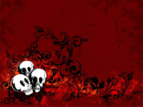 Halloween Bilder Auf Rotem Blumenhintergrund — Stockvektor