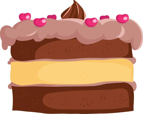 带有樱桃的巧克力蛋糕 — 图库矢量图片