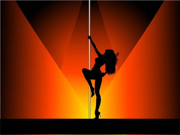 Silhouette Einer Sexy Pole Tänzerin — Stockvektor