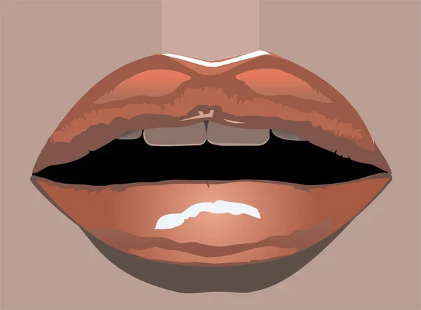 Uma Ilustração Vetorial Deliciosos Lábios Vermelhos Brilhantes — Vetor de Stock