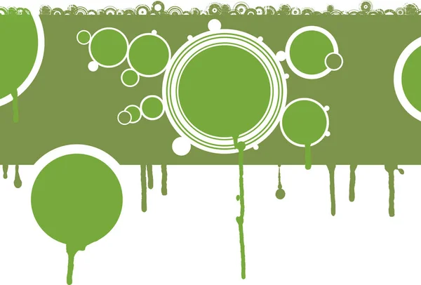 Green Circles Wit Dark Green Grunge Background Copyspace — Stock Vector