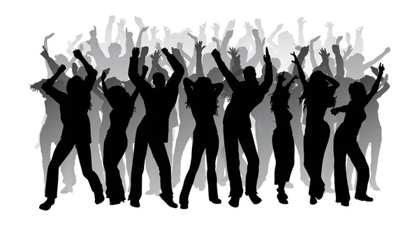 Σιλουέτες Πολλών Ανθρώπων Που Χορεύουν Κάθε Σιλουέτα Μπορεί Χρησιμοποιηθεί Ανεξάρτητα — Διανυσματικό Αρχείο