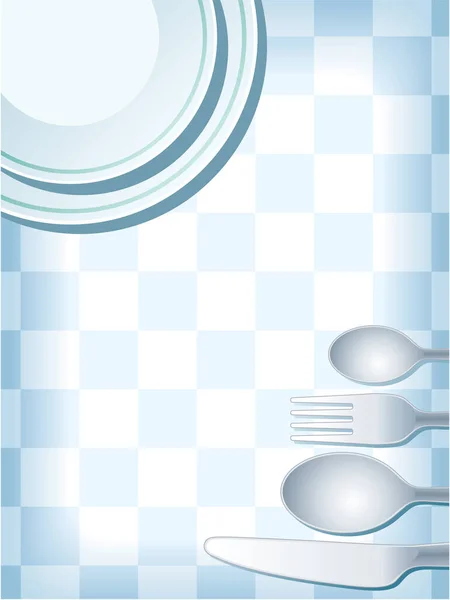 用盘子 勺子和刀 向量设置的蓝色地方 — 图库矢量图片