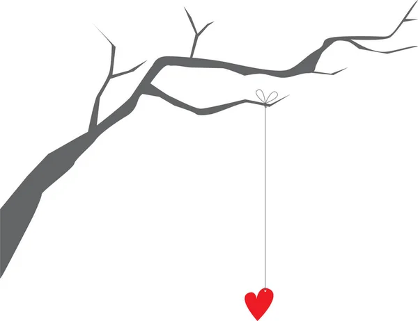 Heart Hanging String Branch — Stock Vector