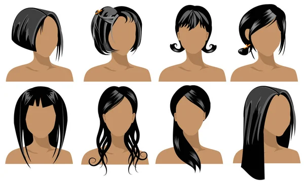 Satz Weiblicher Frisuren — Stockvektor