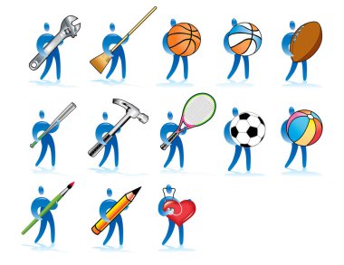 Çizgi film vektör spor objeleri. izole resim