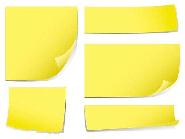 Sarı Yapışkan Notlar Kağıt — Stok Vektör