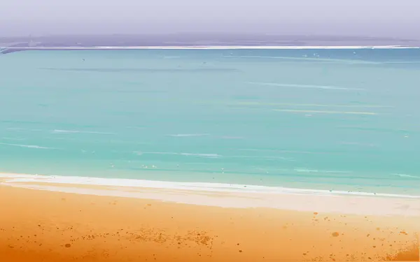 Hermosa Playa Mar Pintura Acuarela Ilustración Alta Calidad — Vector de stock