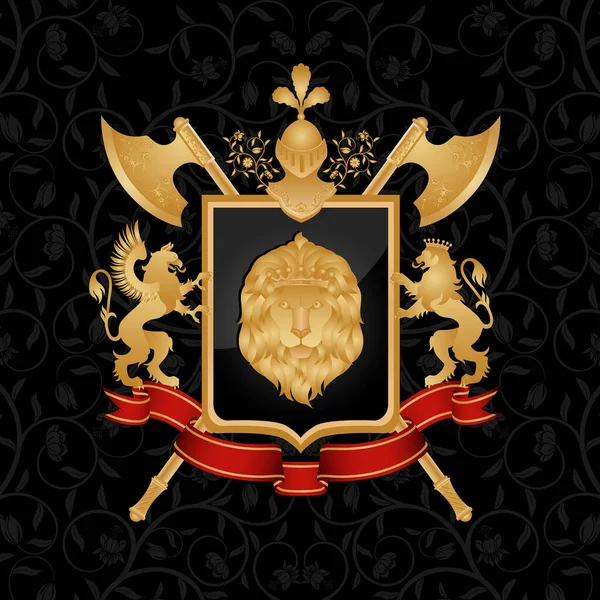 Goldene Heraldische Wappenvektorillustration — Stockvektor