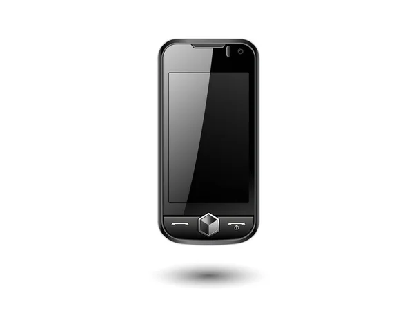 Smartphone Con Pantalla Negra Aislado Sobre Fondo Blanco Ilustración — Vector de stock