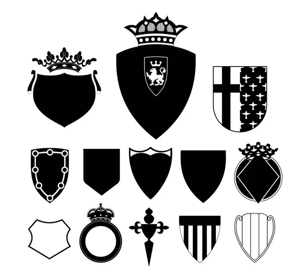 Zestaw Średniowiecznych Koron Symboli — Wektor stockowy