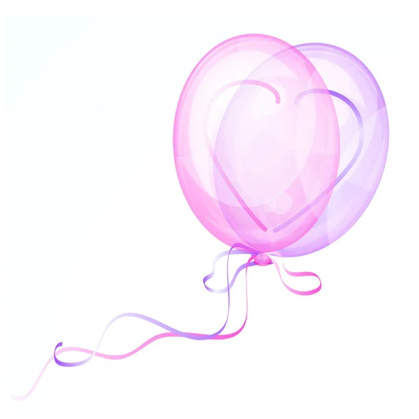 Ballons Roses Avec Rubans — Image vectorielle