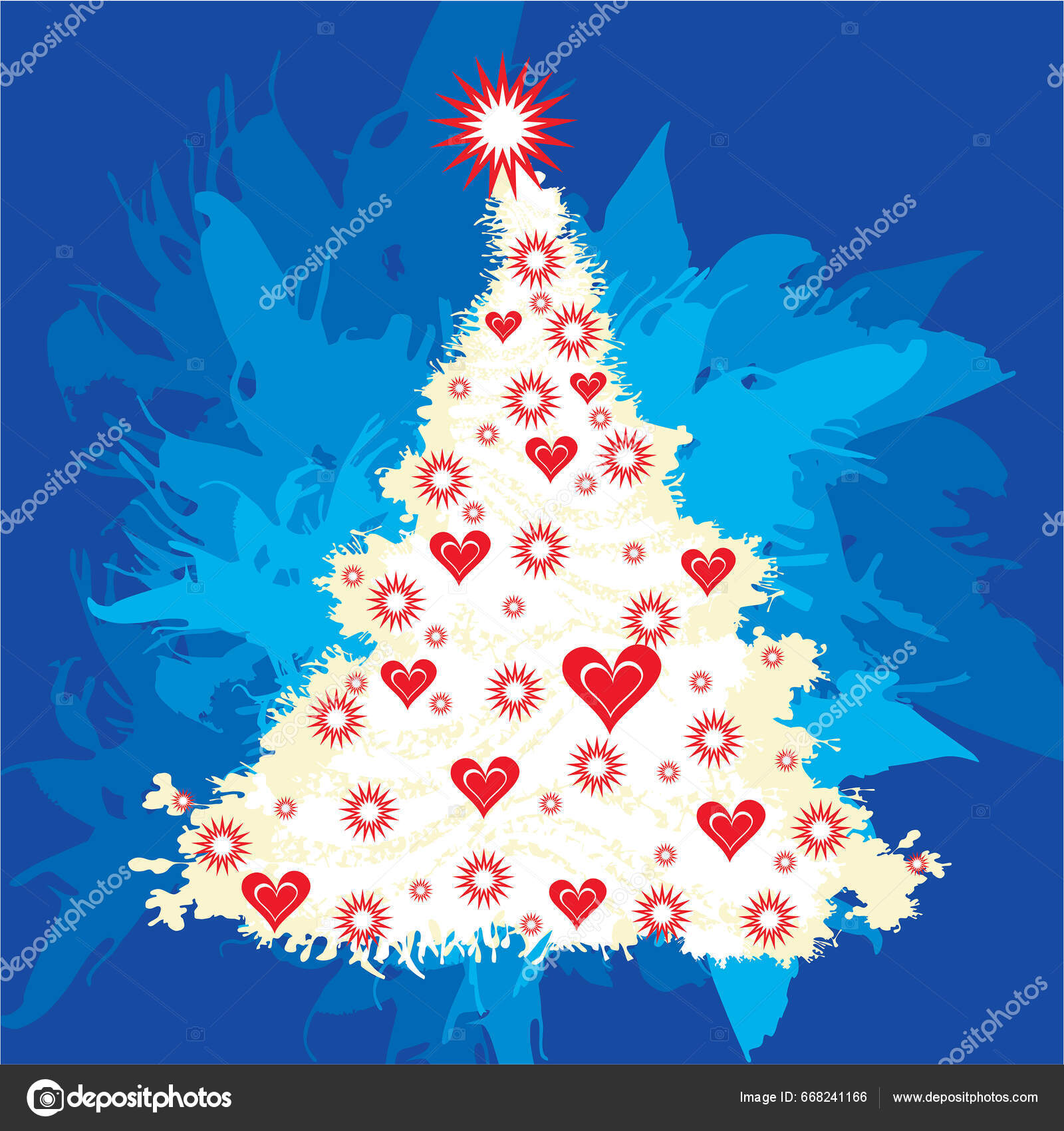 Christmas Tree Hearts Vector Illustration Stock Vector by