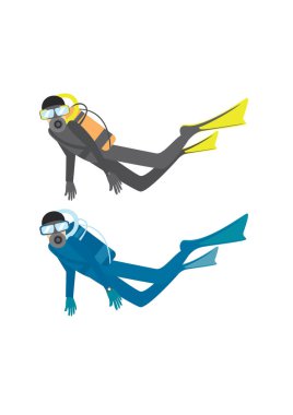 Düz bir şekilde tüple dalış, vektör illüstrasyonu