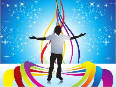 Renkli çizgileri olan dansçı adamın vektör çizimi