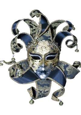 Karnaval maskeli Venedik maskesi beyaz arka planda izole edilmiş