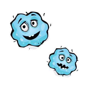 Beyaz arka planda çizgi film bakterisi. vektör illüstrasyonu