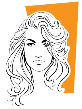 Uzun saçlı bir kızın vektör çizimi