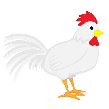 Beyaz üzerine tatlı horoz, vektör illüstrasyonu