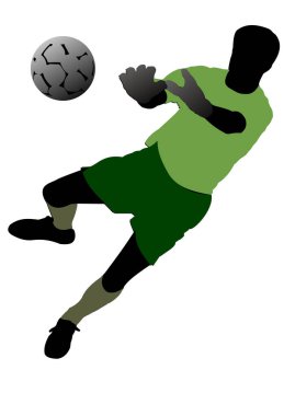 Bir futbolcunun silueti, vektör illüstrasyonu