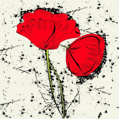 Renkli çiçek elementleriyle soyut arkaplanın vektör çizimi 