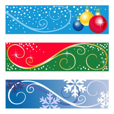 Noel süsleri olan bir pankart seti. vektör.