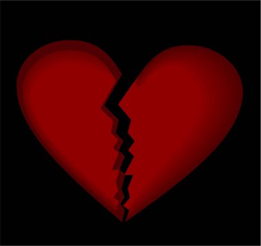Kırık kalp, vektör çizimi basit tasarım