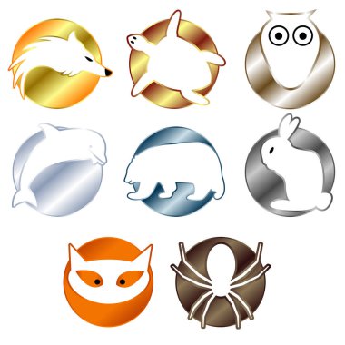 Bir grup hayvan simgesi, vektör illüstrasyonu