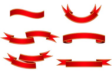 kırmızı kurdele seti, vektör illüstrasyonu basit tasarım