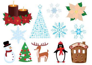 Tasarımlarınız için noel unsurları, vektör illüstrasyonu 